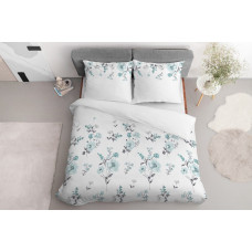 Satīna gultasveļa 160x200 Ziedi balti piparmētru 4054 A Home Satin 124