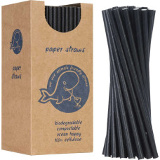 Gsg24 BIO ekoloģiskie papīra salmiņi PAPER STRAWS biezi 8/205mm - melni 160gab.