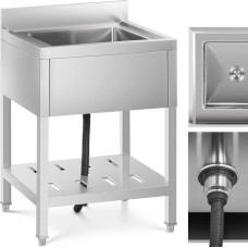Royal Catering Vienkameras gastronomijas baseina izlietne ar plauktu un malu 60 x 60 x 94 cm