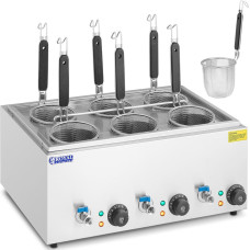 Royal Catering Makaronu gatavošanas makaronu plīts ar krāniem 6 grozi 3 x 6,5 l 3000 W