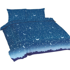 Kokvilnas gultasveļa 220x200 Blue stars moons Universāls