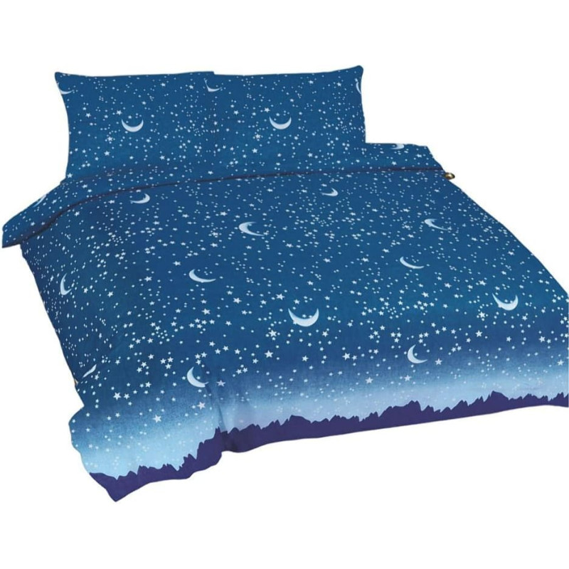 Kokvilnas gultasveļa 220x200 Blue stars moons Universāls
