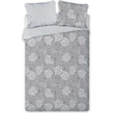 Kokvilnas gultas veļa 220x200 Elegant 002 pelēkas lapas E 2023