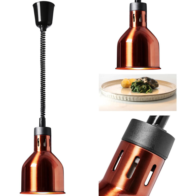 Royal Catering Infrasarkanā sildīšanas lampa traukiem IR piekarināma misiņa diam. 17.5cm 250W