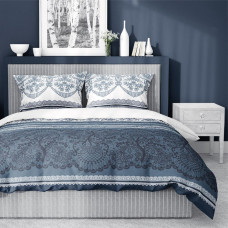 Kokvilnas gultas veļa 220x200 mežģīnes 3416 Glamour tumši zila kokvilna Cotton 1