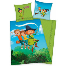 Kokvilnas gultas veļa 140x200 Petronella ābolu mērcē zaļa zila spilvendrāna 70x90 H23