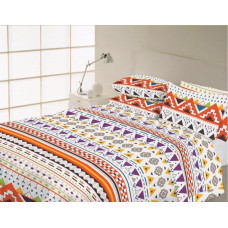 Kokvilnas gultas veļa 220x200 Vaniļas krāsaina ģeometrija