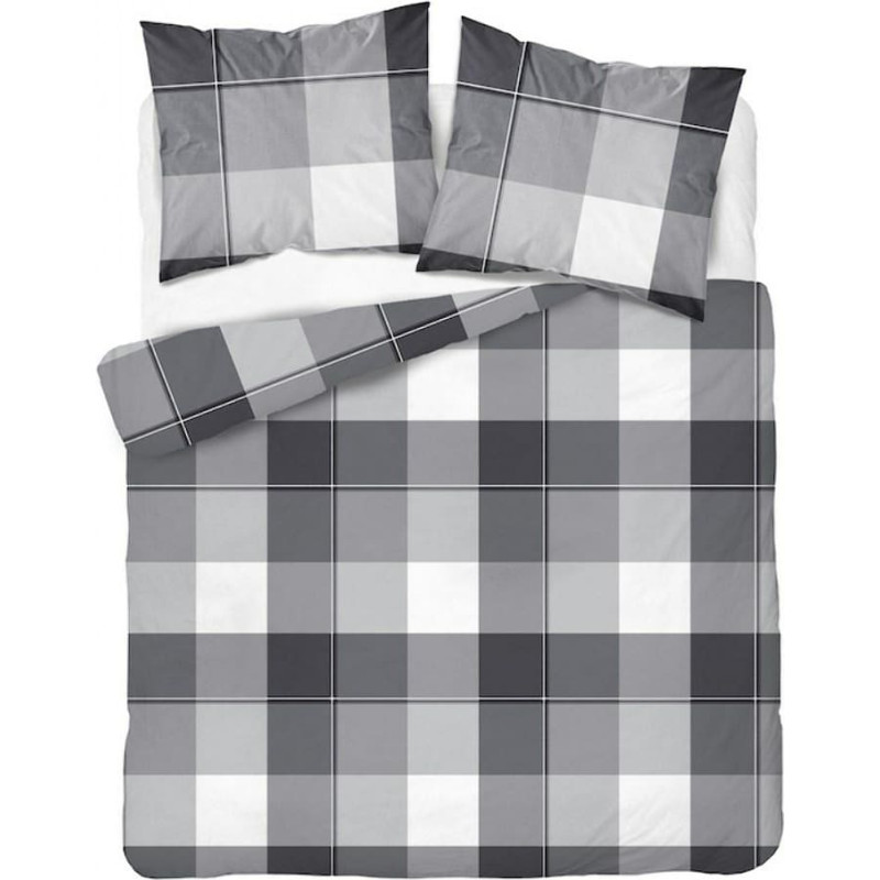 Kokvilnas gultasveļa 180x200 pelēki rūtaini 4570 B kokvilna 16