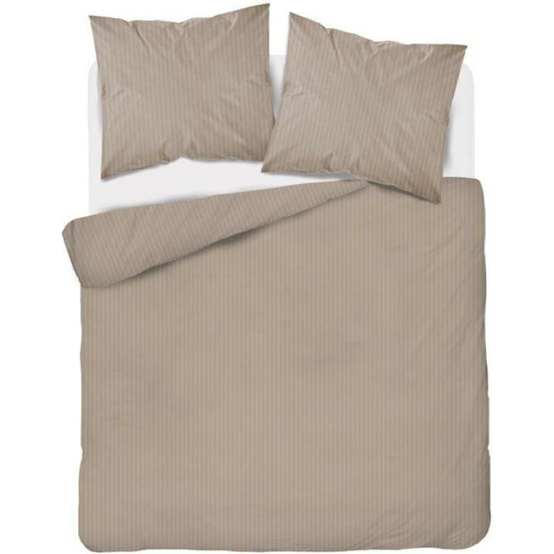 Damaskas gultas veļa 220x200 taupe bēša tumši vienkrāsainas svītras 1 cm Pure