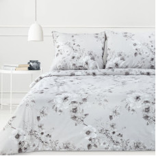 Kokvilnas gultasveļa 140x200 Sara 31 pelēki ziedi