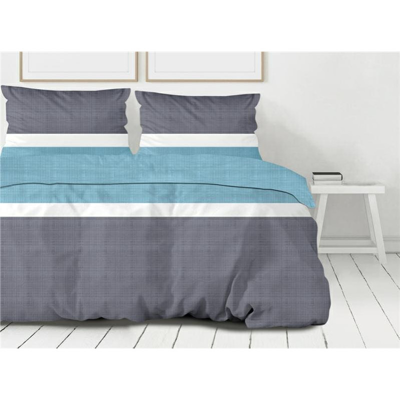 Kokvilnas gultas veļa 140x200 Dylan Aqua pelēks tirkīzs Premium Bielbaw 1