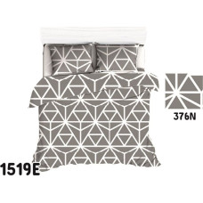 Kokvilnas gultasveļa 200x220 1519E pelēka balta ģeometriska 376N