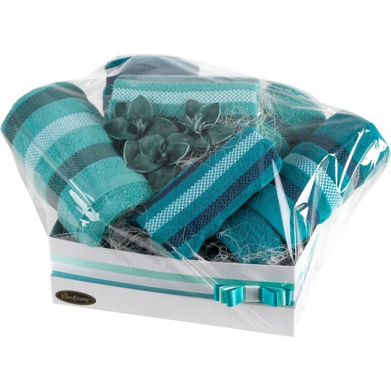 Dvieļu komplekts 6 gab T/0350 Gracja piparmētru tirkīzs kastītē dāvanu komplekts dāvanā