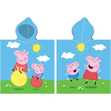 Pončo bērniem 50x115 Peppa Pig dvielis ar kapuci bērniem Vasara