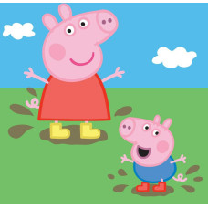 Burvju dvielis 30x30 cm Peppa Pig peļķē zilā Magic