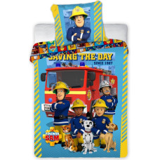 Kokvilnas gultas veļa 100x135 Fireman Sam zila spilvendrāna 40x60 bērnu gultai 23