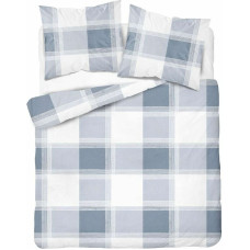 Kokvilnas gultasveļa 180x200 rūtaini zila 4459 A kokvilna 40