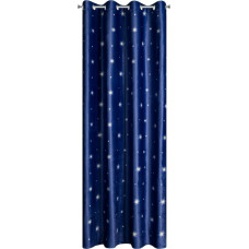 Aizkars 140x250 Carol 01 Ziemassvētku tumši zila zelta samta sniega pikas ar cilpām