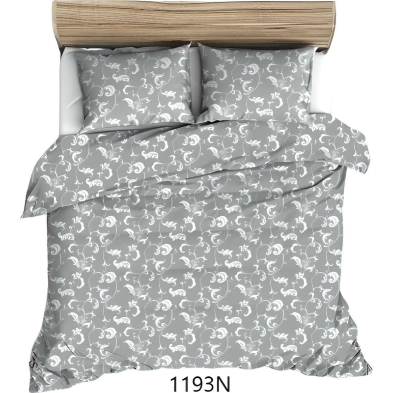 Kokvilnas spilvendrāna 70x80 pelēkas baltas lapas 1189 N kokvilna Maks
