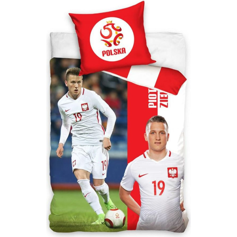 Kokvilnas gultas veļa 160x200 Zieliński Piotr PZPN futbola spilvendrāna 70x80