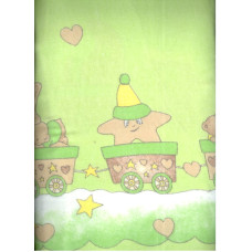 Flaneļa gultasveļa 160x200 Lācītis vagonā Green