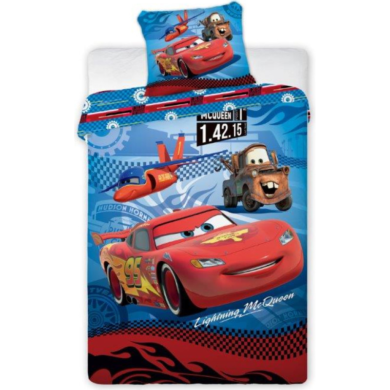 Kokvilnas gultas veļa 140x200 Cars Cars Zygzak 0754