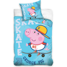 Kokvilnas gultas veļa 160x200 Peppa Pig George uz skrituļdēļa 1321