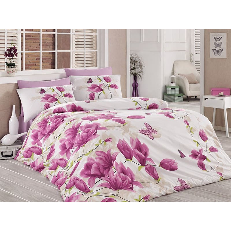 Kokvilnas gultas veļa 200x220 Alize Lilac 1588 Exclusive premium