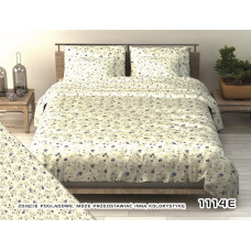 Kokvilnas gultas veļa 140x200 1114E Tumši zila pļava uz krēmkrāsas fona