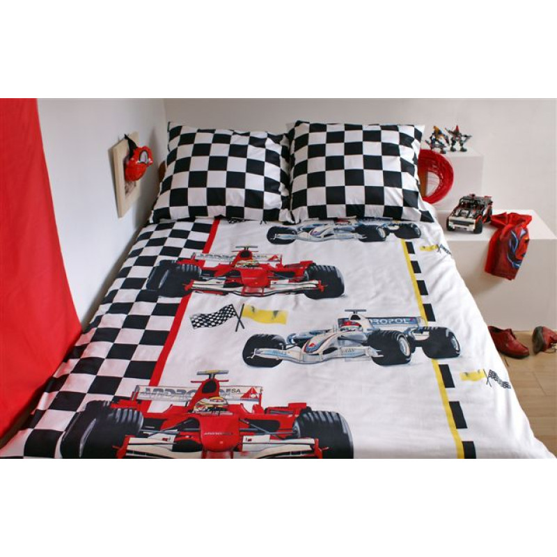 Satīna gultas veļa 140x200 Formula 1 F1 Cars modelis 17702/2