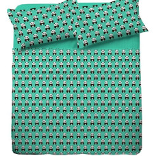 Kokvilnas gultas veļa 140x200 1010E Panda Teddy Bear Tirquoise