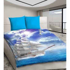 3D mikrosatīna gultas veļa 160x200 12 Ship on the Sea 1009 Bed&You