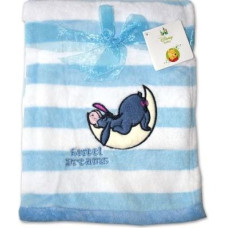 Mikrošķiedras bērnu sega 76x102 08 zilas svītras Eeyore