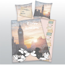 Kokvilnas gultas veļa 140x200 London Mice 5431 London Miki Mini spilvendrāna 70x90