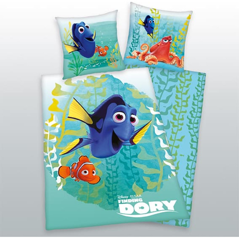 Kokvilnas gultas veļa 140x200 Fish Dory 6971 Finding Dory spilvendrāna 70x90