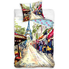 Kokvilnas gultas veļa 140x200 Paris 1005c Paris Eifeļa tornis 6173