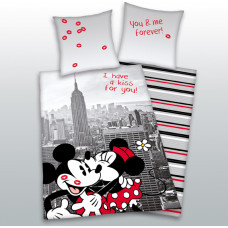 Kokvilnas gultas veļa 140x200 NY Mice 7758 New York Mickey Mini spilvendrāna 70x90