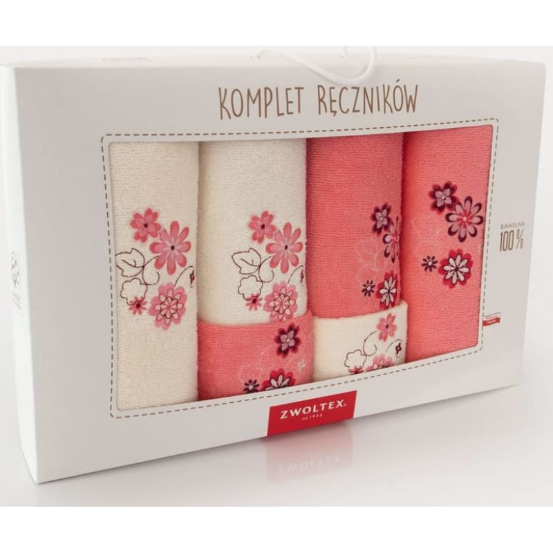 Dvieļu komplekts kastītē, 6 gab., Ekri porcelāna zieds, lašrozā