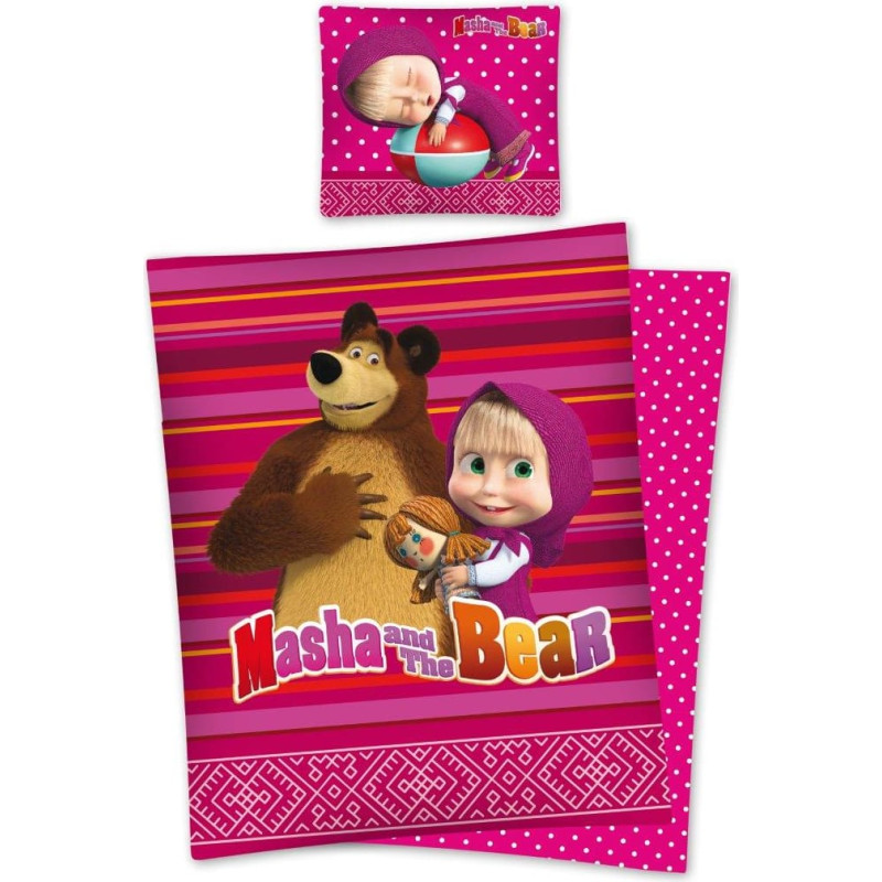 Kokvilnas gultas veļa 160x200 Maša un lācis Maša 710-098