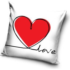 Kokvilnas spilvendrāna 40x40 C Valentīna diena balta sarkana sirds Love VAL17-2003