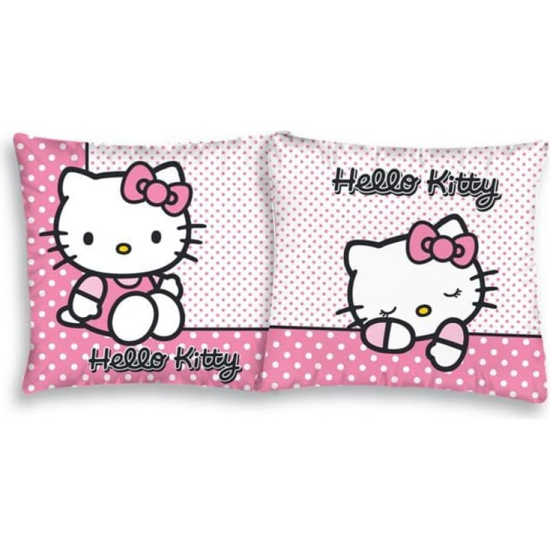 Kokvilnas spilvendrāna 40x40 Hello Kitty balti rozā punktiņi 1442