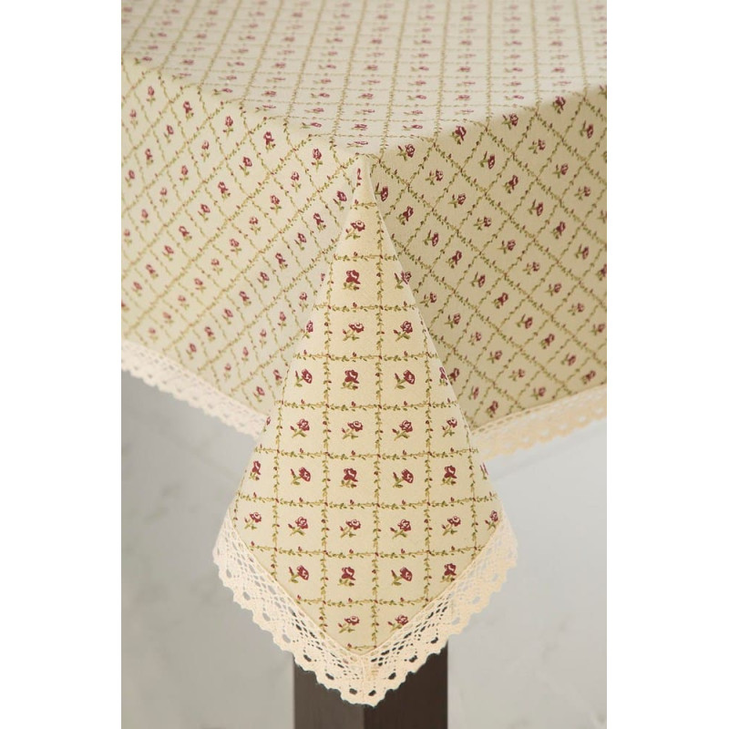 Sarsa galdauts 85x85 krēms ar mazām rozītēm