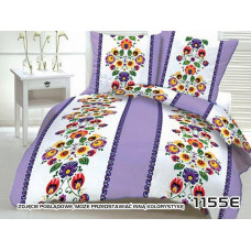 Kokvilnas gultas veļa 140x200 1155E Łowicka violeta ar rāvējslēdzēju