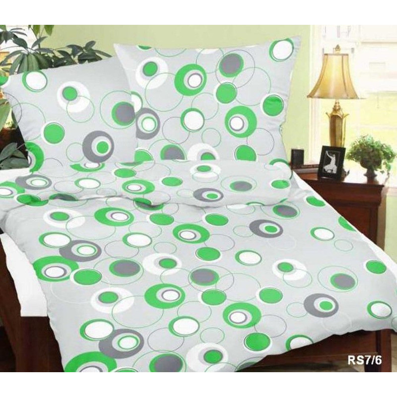 Mizas pakaiši 200x220 RS7/6 pelēki zaļi apļi pogas 100% bieza kokvilna