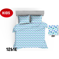 Kokvilnas gultasveļa 140x200 1261E baltā zivs vēži zila jūras zvaigzne