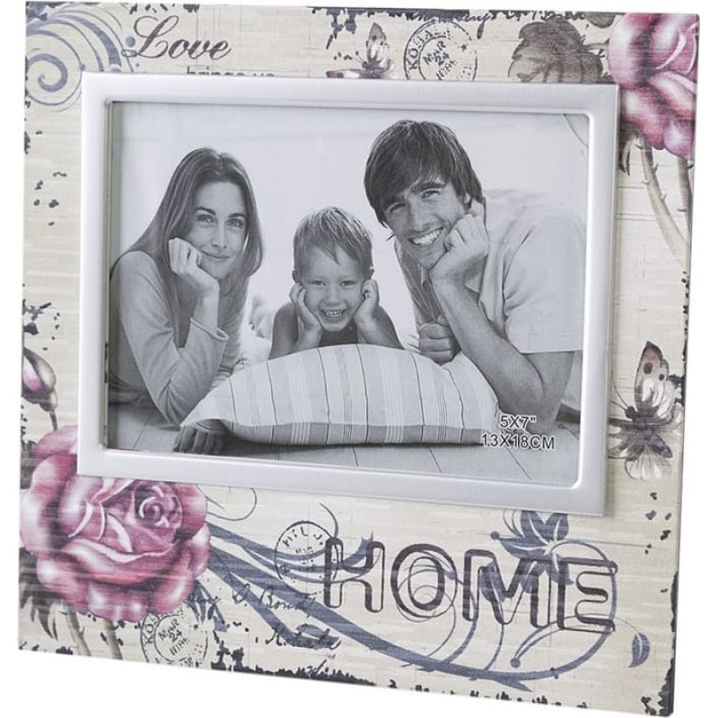 Foto rāmis 18x13 Fleur 1/2 krēms Mājas ziedi tauriņi