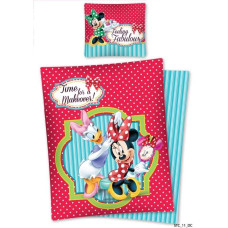 Kokvilnas gultas veļa 140x200 Mini Mouse Daisy Duck sarkani punktiņi STC 11 0131