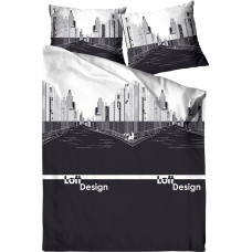 XQ satīna gultas veļa 140x200 Black City