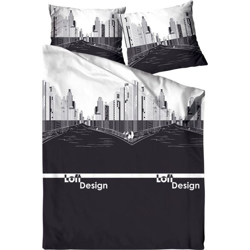 XQ satīna gultas veļa 140x200 Black City