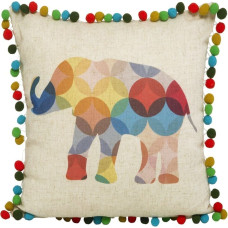 Dekoratīva spilvendrāna 40x40 Leon zilonis ar krāsainiem pomponiem